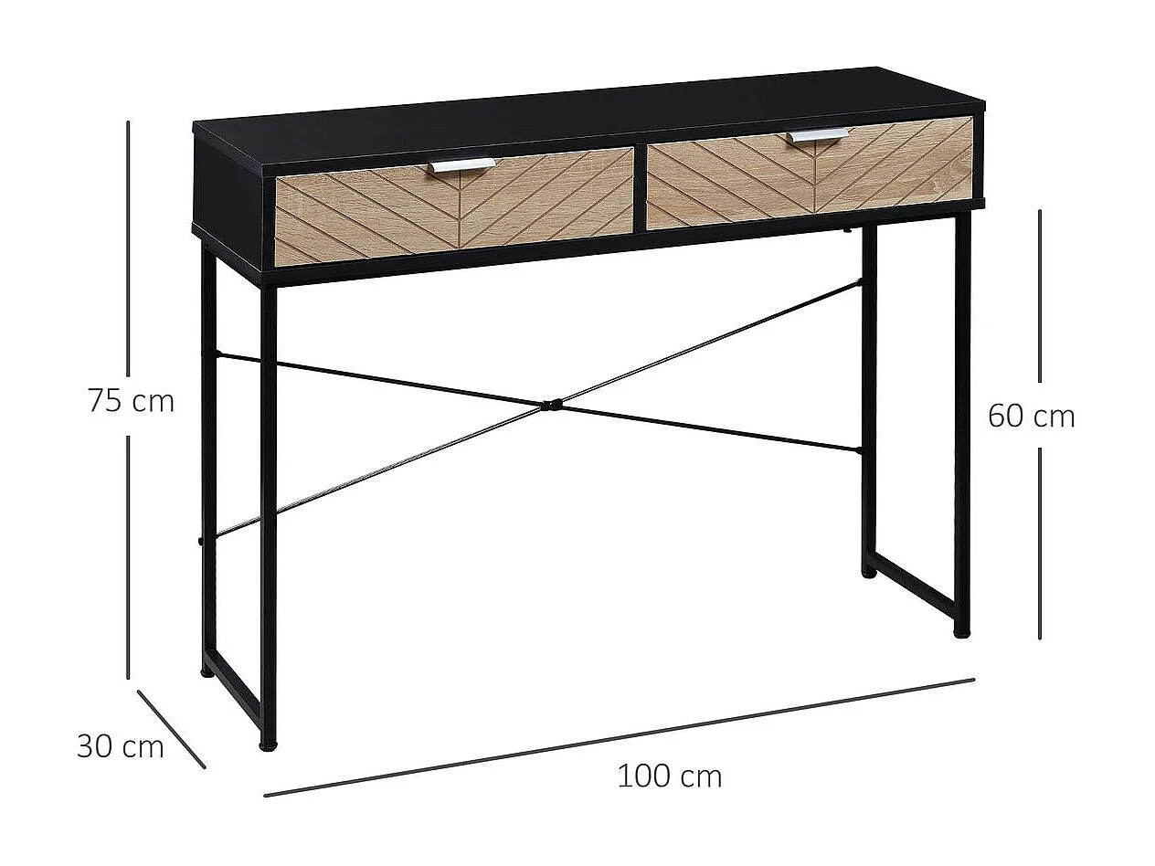 Consola Rincón Homcom 2 cajones negro/natural 75x100x30 cm