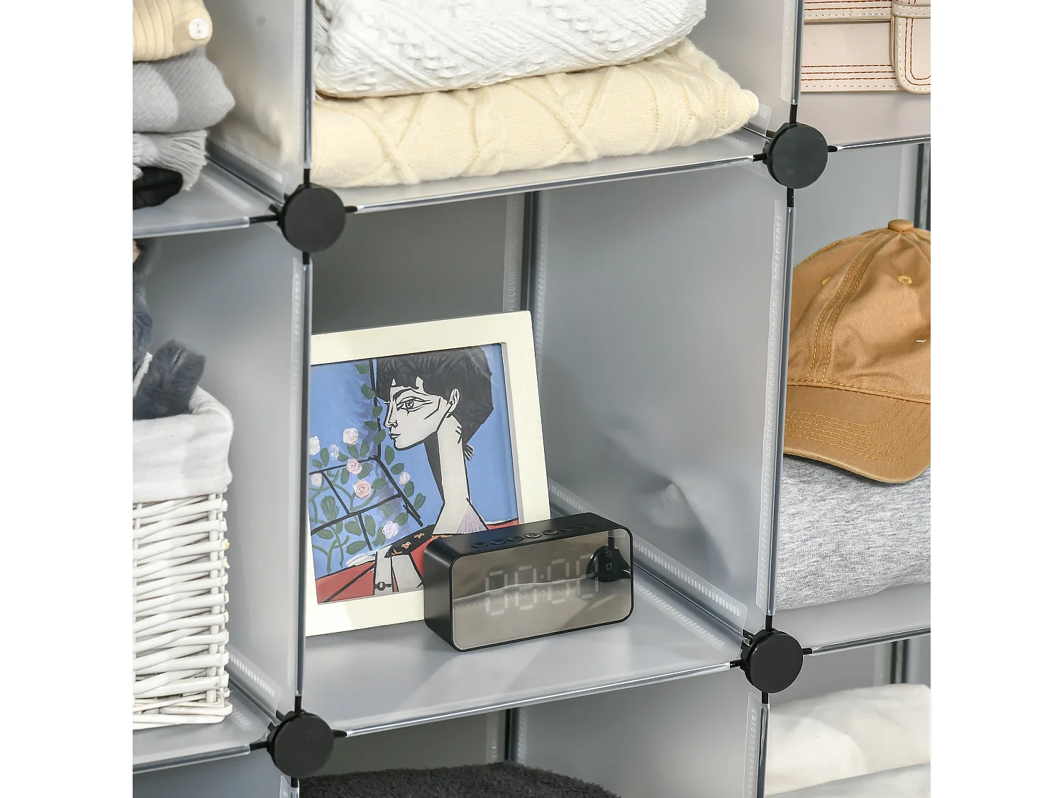 Organizador modular Pluma Homcom 16 cubos transparente 125x125x32 cm