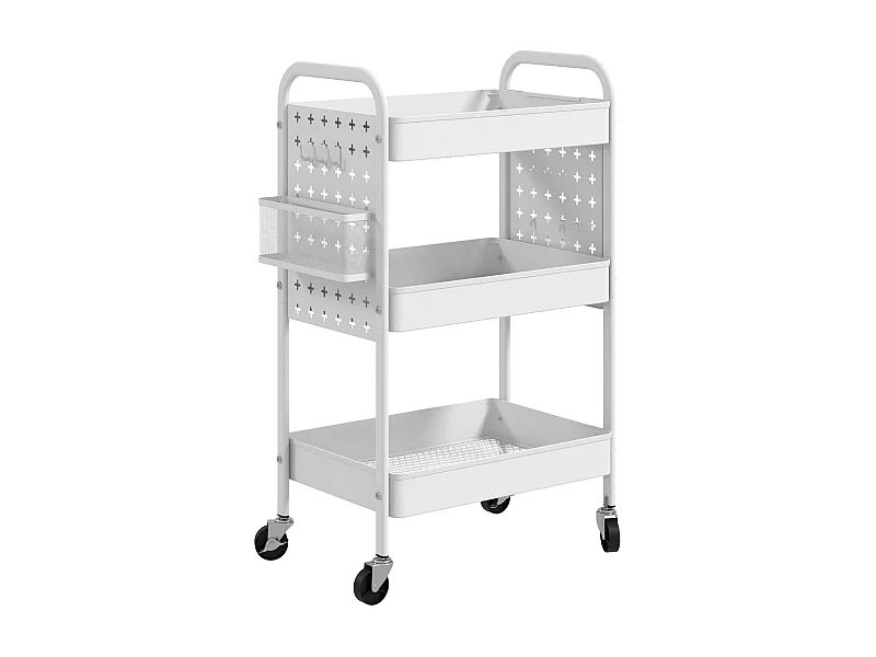 Carrinho Auxiliar de Armazenamento com Rodas e Cestos - Prático e Elegante para Cozinha e Sala