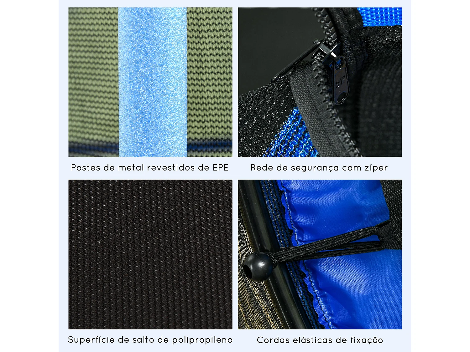 Cama elástica Sky Homcom puerta con cremallera + bordes acolchados azul Ø163x190 cm