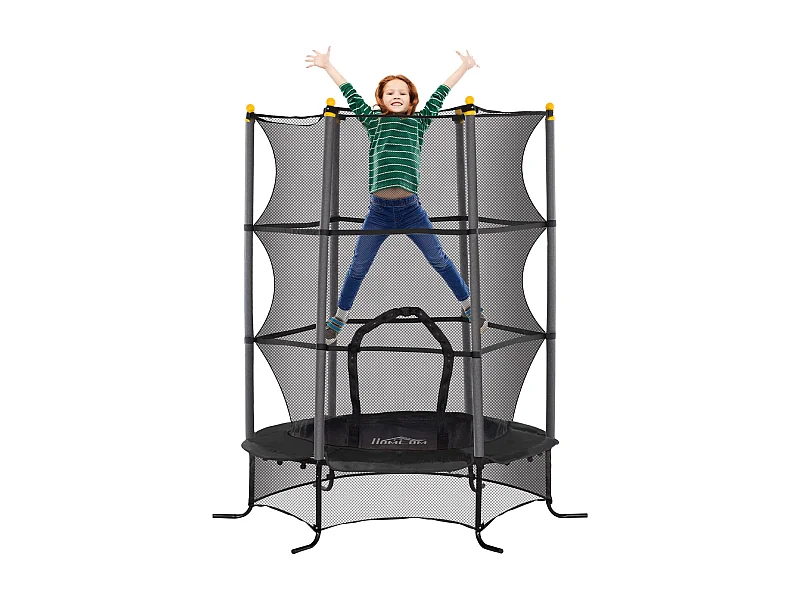 Cama elástica Sky Homcom puerta con cremallera + bordes acolchados negro  Ø163x190 cm