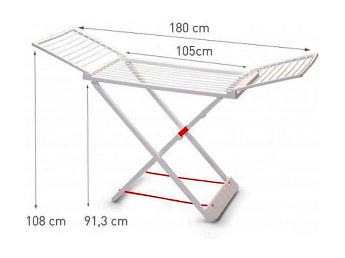 Tendedero de ropa Plasticforte plegable 2 alas blanco 108x180x55 cm