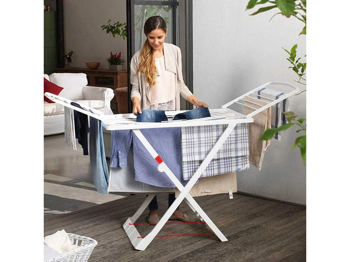 Tendedero de ropa Plasticforte plegable 2 alas blanco 108x180x55 cm