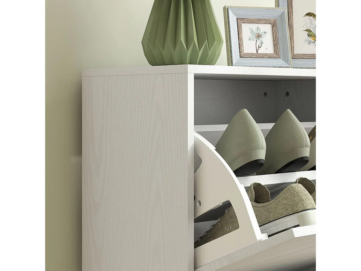 Zapatero Loir Homcom de 2 cajones blanco 85x47x26 cm