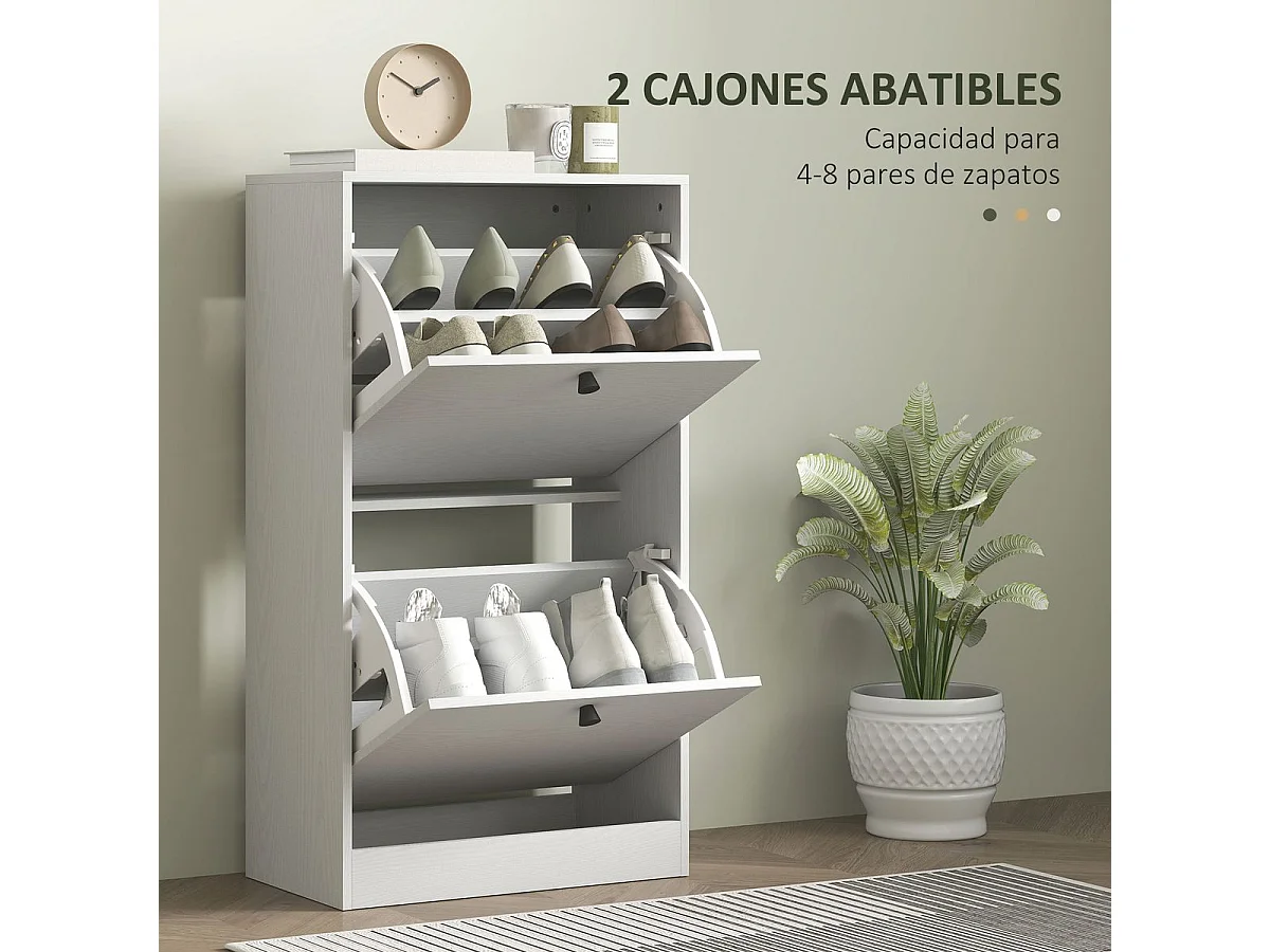 Zapatero Loir Homcom de 2 cajones blanco 85x47x26 cm