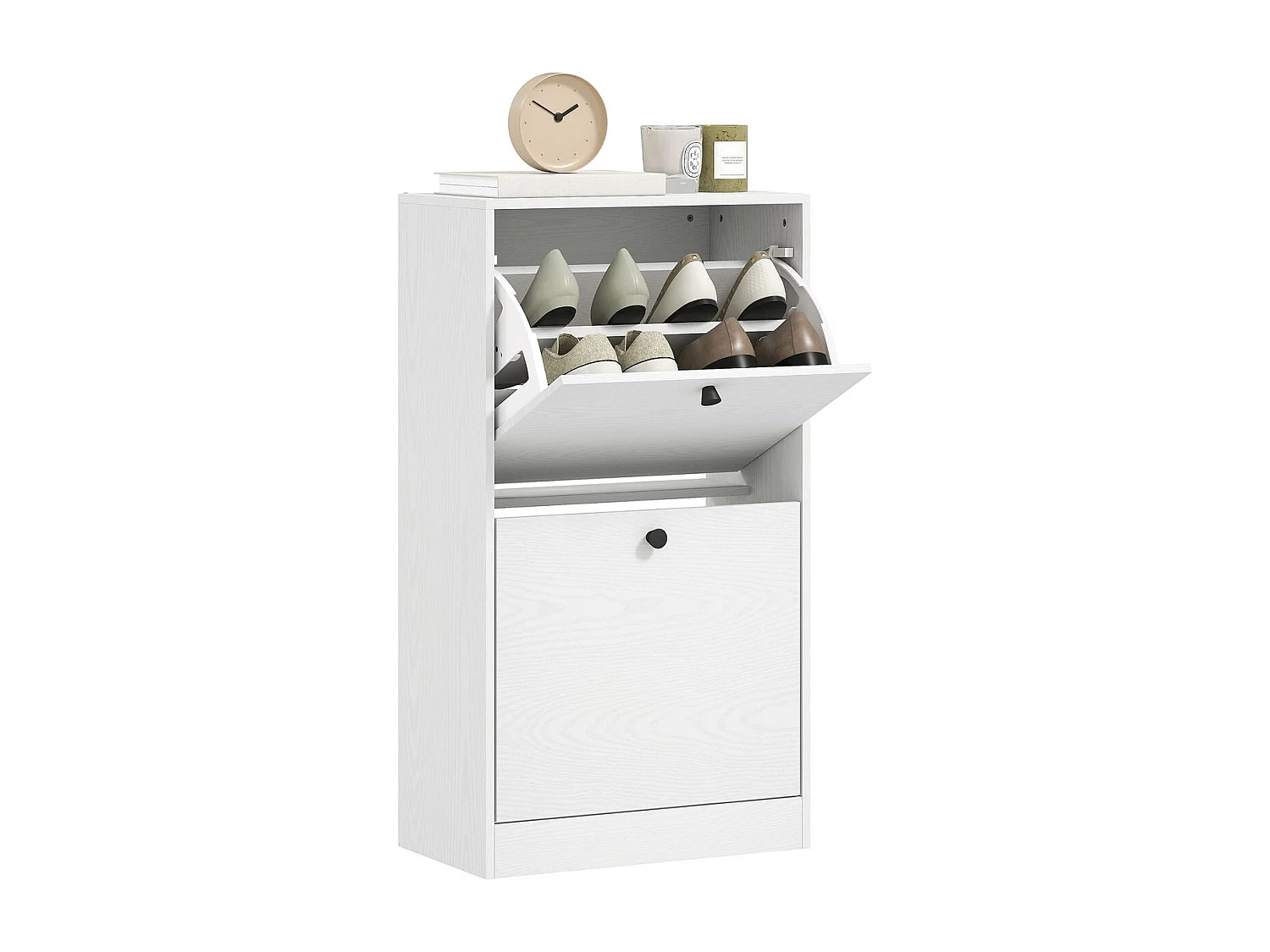 Zapatero Loir Homcom de 2 cajones blanco 85x47x26 cm