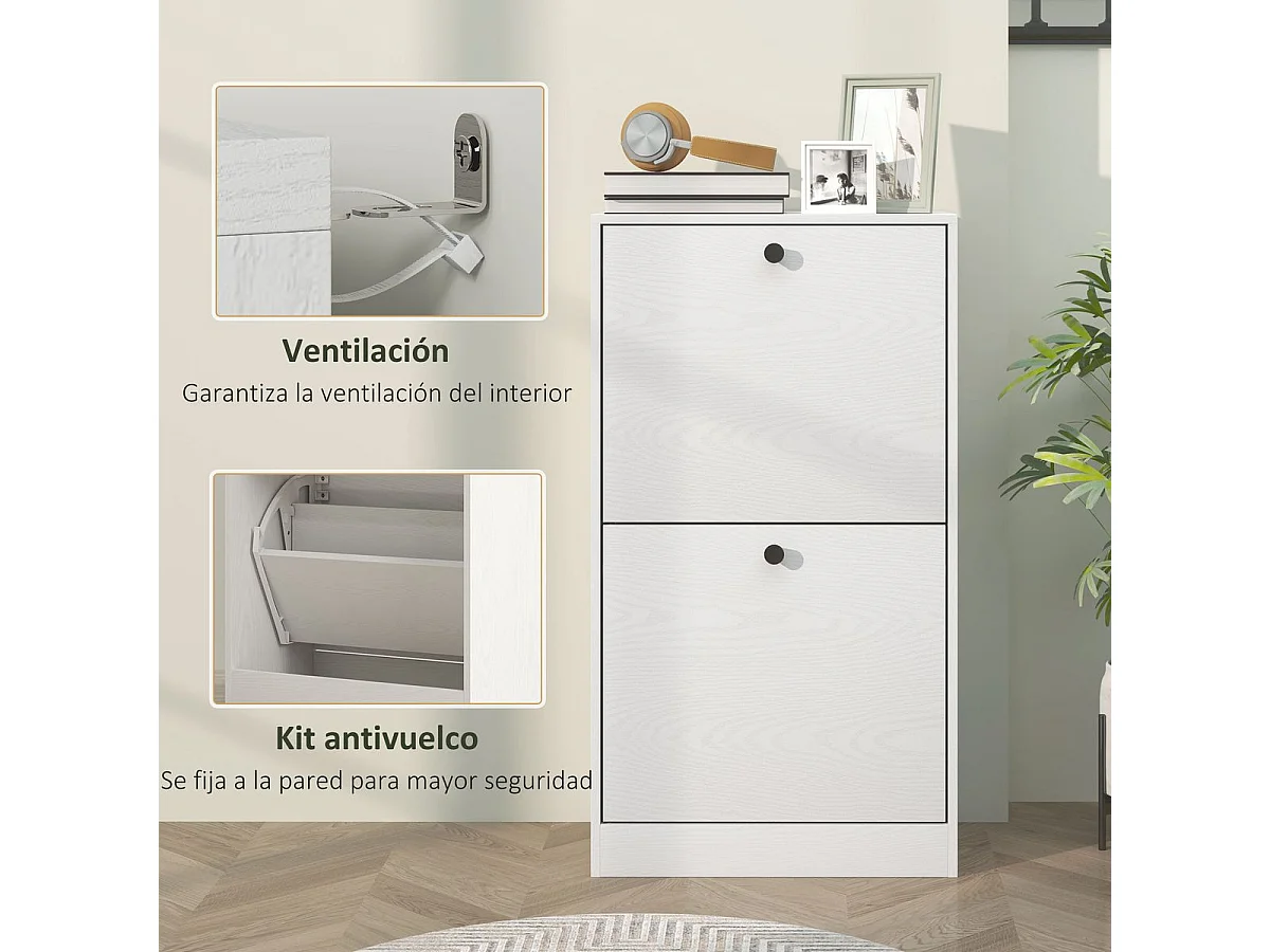 Zapatero Loir Homcom de 2 cajones blanco 85x47x26 cm