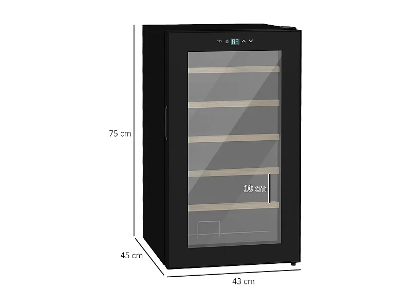 Vinoteca Homcom 65L 24 botellas 5-20ºC G negro 75 cm