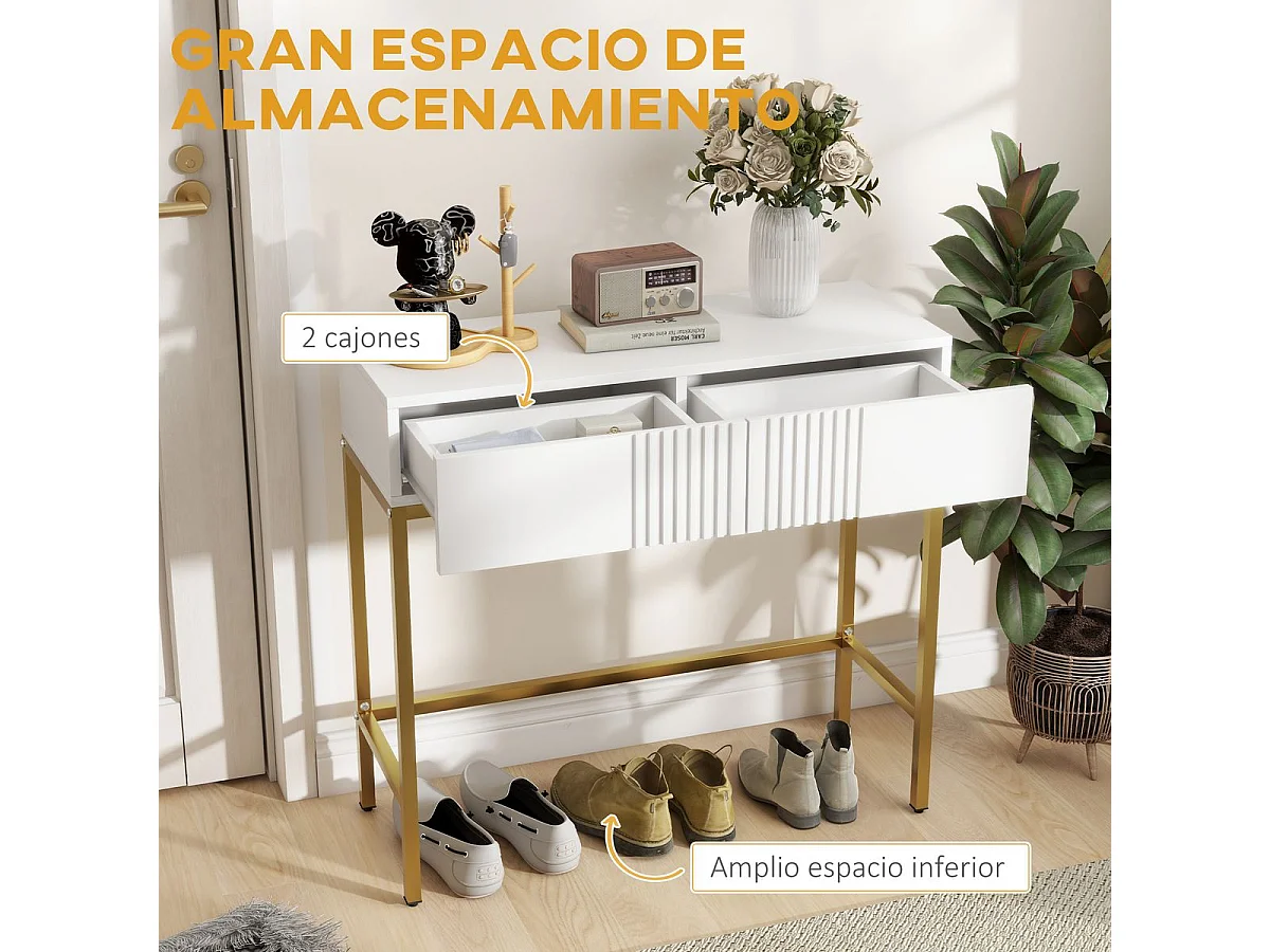 Recibidor Zider Homcom 2 cajones blanco 75x80x31,5 cm