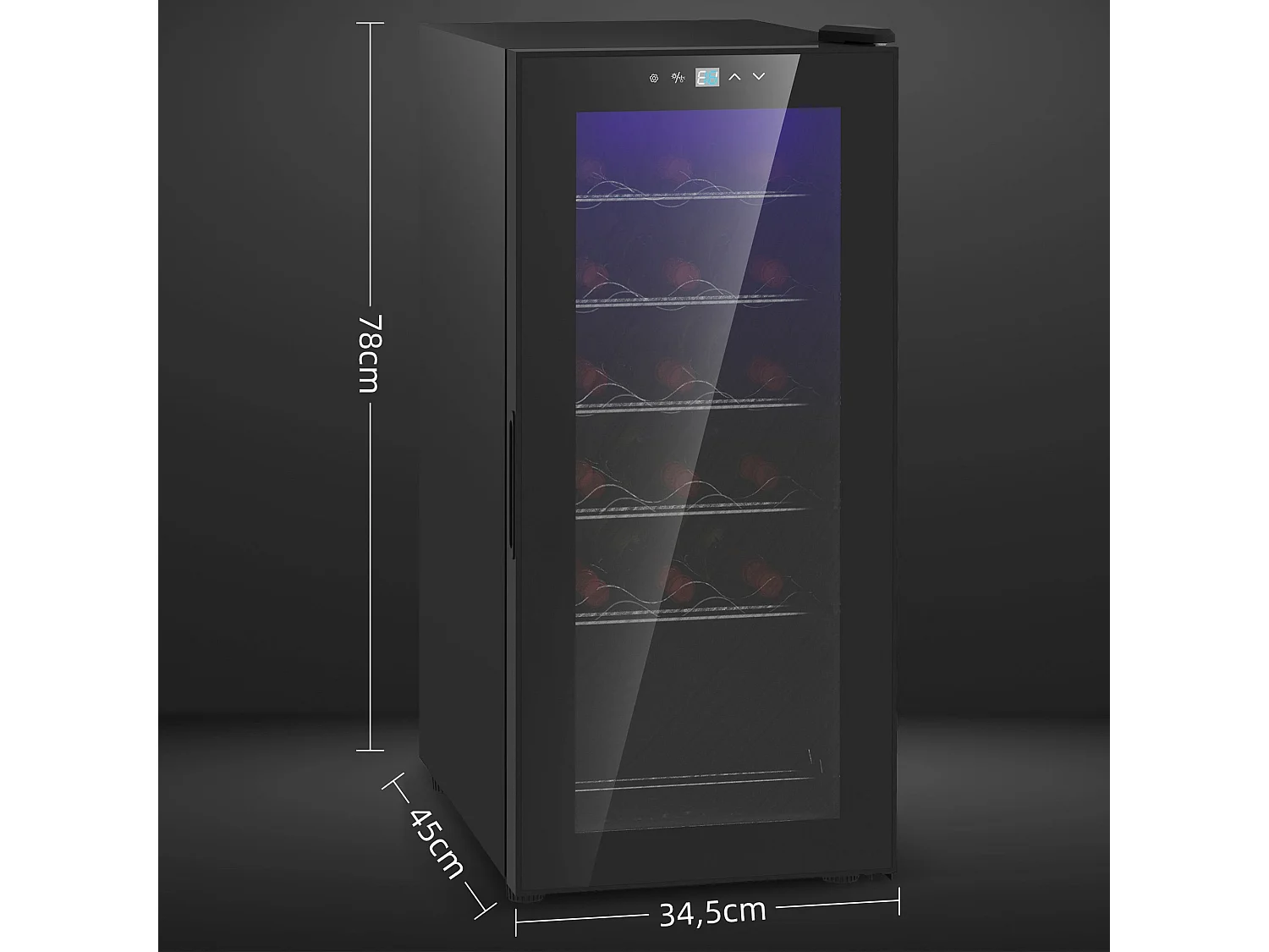 Cave de Vinho Elegante para 18 Garrafas com Luz LED e Controle Digital de Temperatura