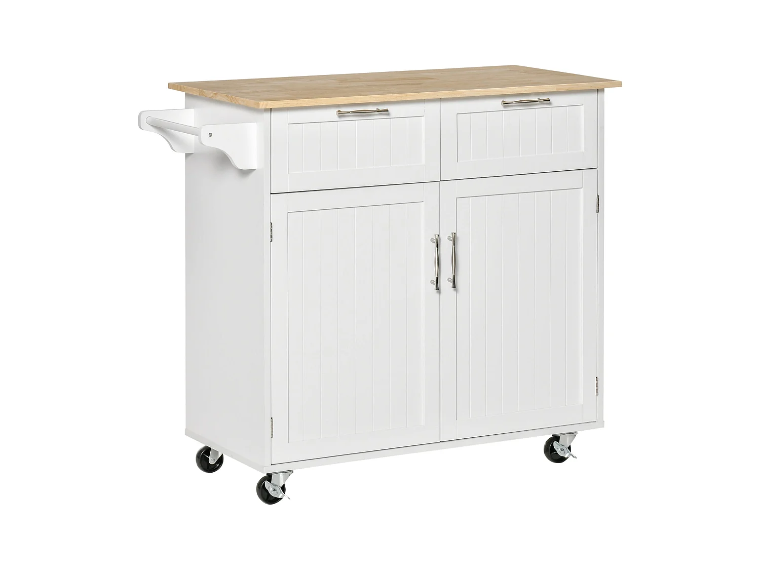 Mueble auxiliar Hibisco Homcom 2 cajones + armario + barra con ruedas blanco 91x104x46 cm