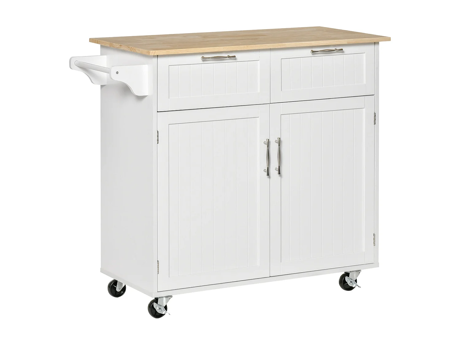 Mueble auxiliar Hibisco Homcom 2 cajones + armario + barra con ruedas blanco 91x104x46 cm