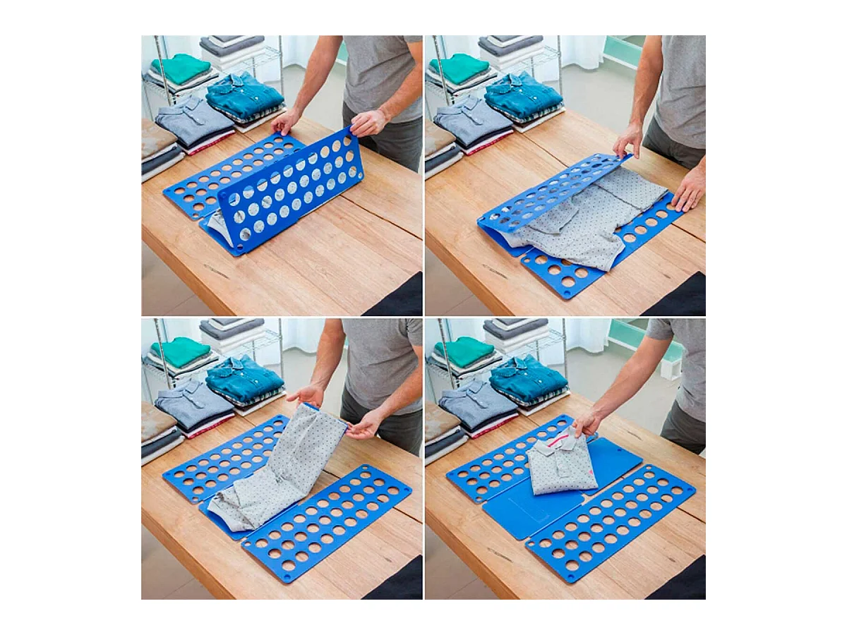 Doblador de ropa InnovaGoods plegable azul 1x59,1x23,5 cm