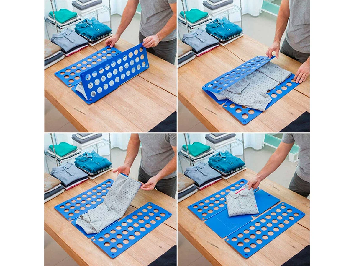 Doblador de ropa InnovaGoods plegable azul 1x59,1x23,5 cm