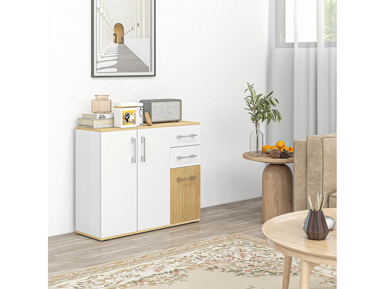 Aparador de salón blanco 90x30x75.5 cm HOMCOM