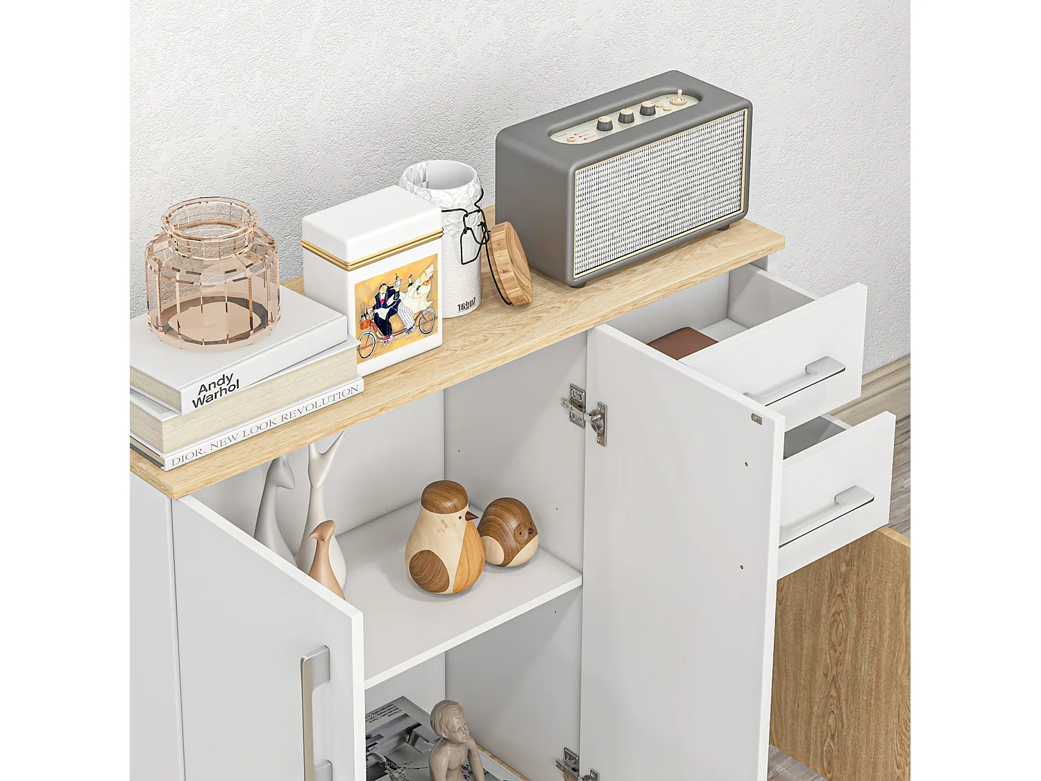 Aparador de salón blanco 90x30x75.5 cm HOMCOM