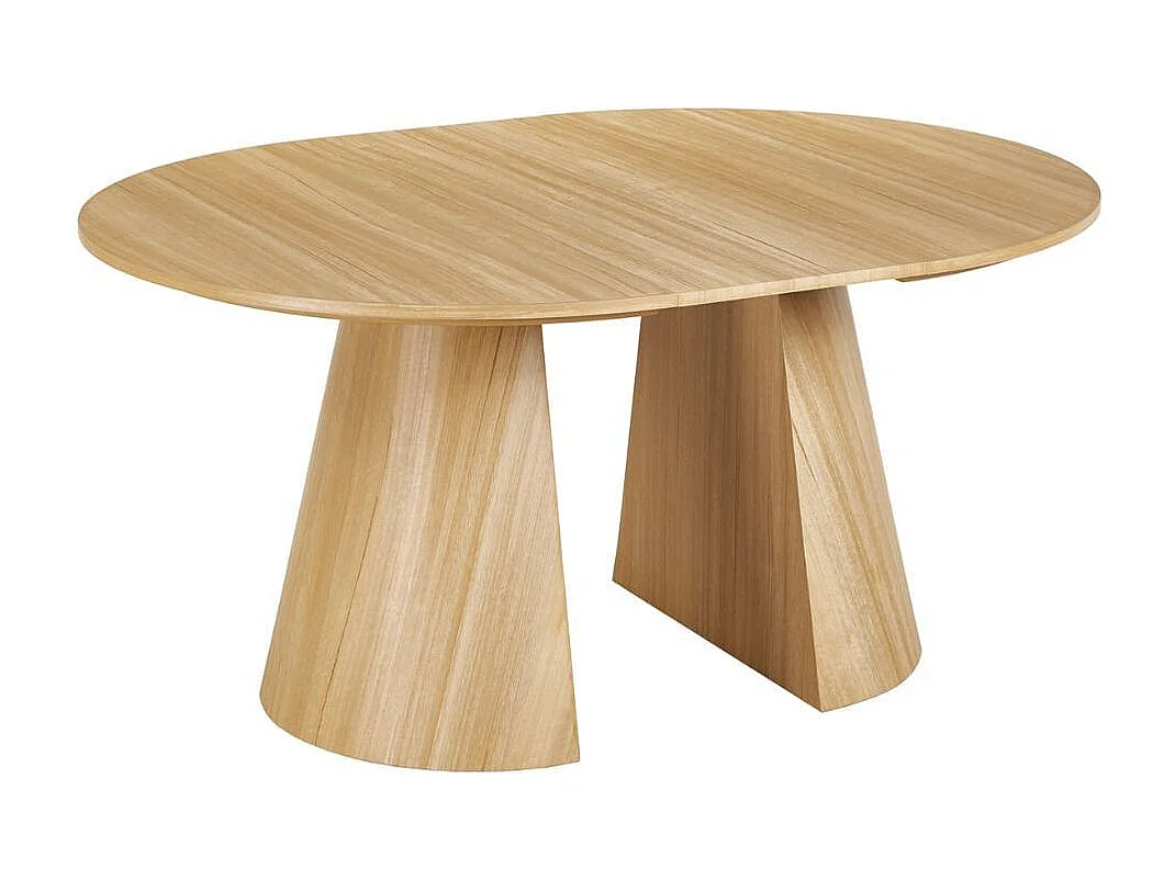 Mesa de comedor Oak redonda diseño extensible natural 75x120-160-200x120 cm Adec