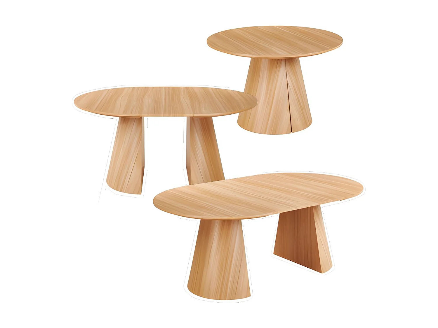 Mesa de comedor Oak redonda diseño extensible natural 75x120-160-200x120 cm Adec