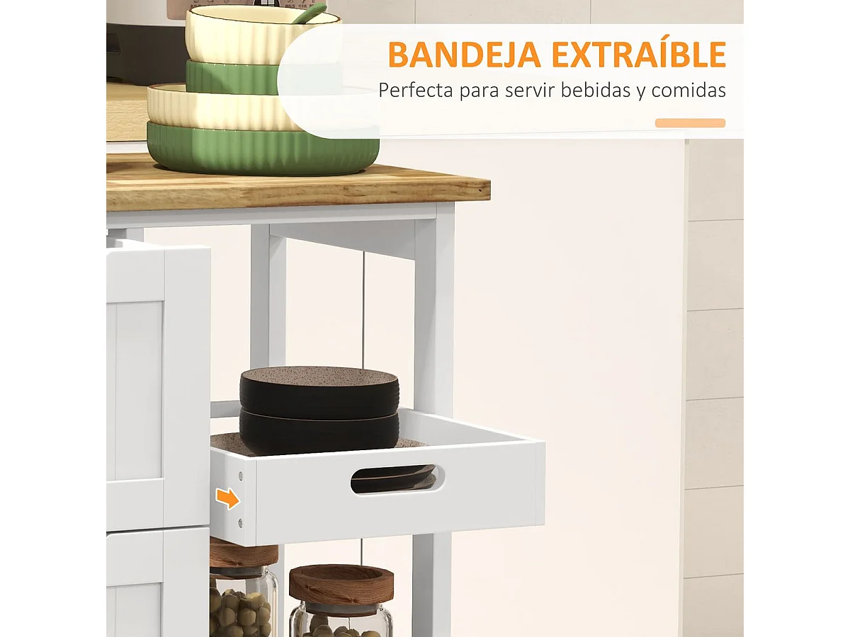 Carrito auxiliar Austen Homocm 3 cajones con 2 estantes y bandeja extraíble blanco 85,5x67x37 cm