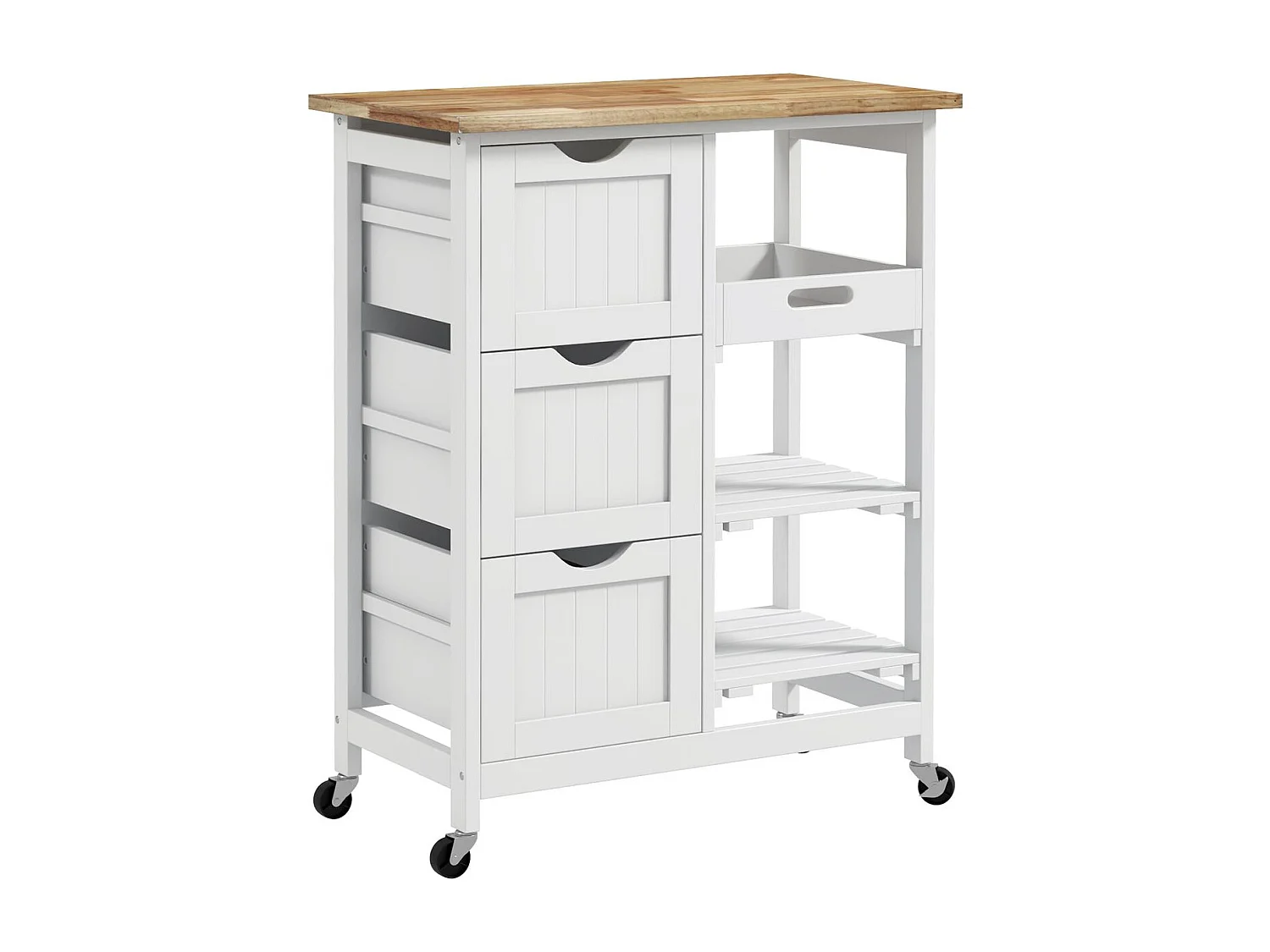 Carrito auxiliar Austen Homocm 3 cajones con 2 estantes y bandeja extraíble blanco 85,5x67x37 cm