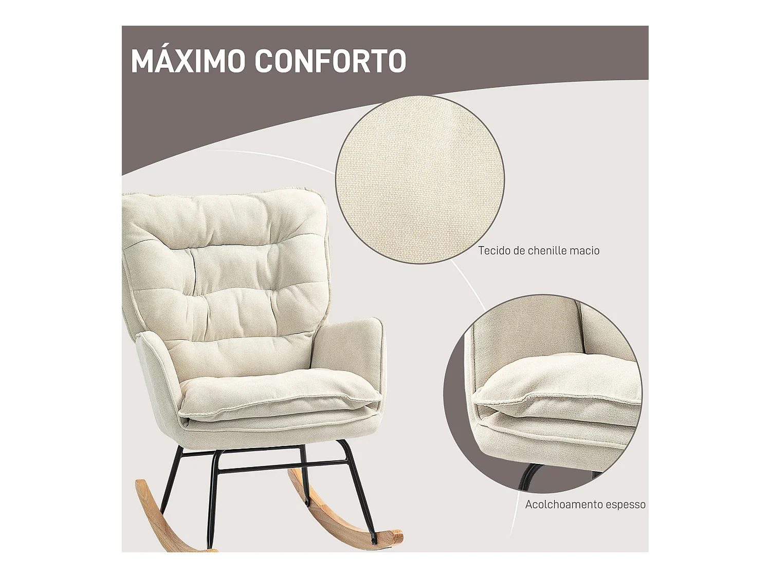 Mecedora Salmo Homcom con respaldo alto beige 97x71x98,5 cm