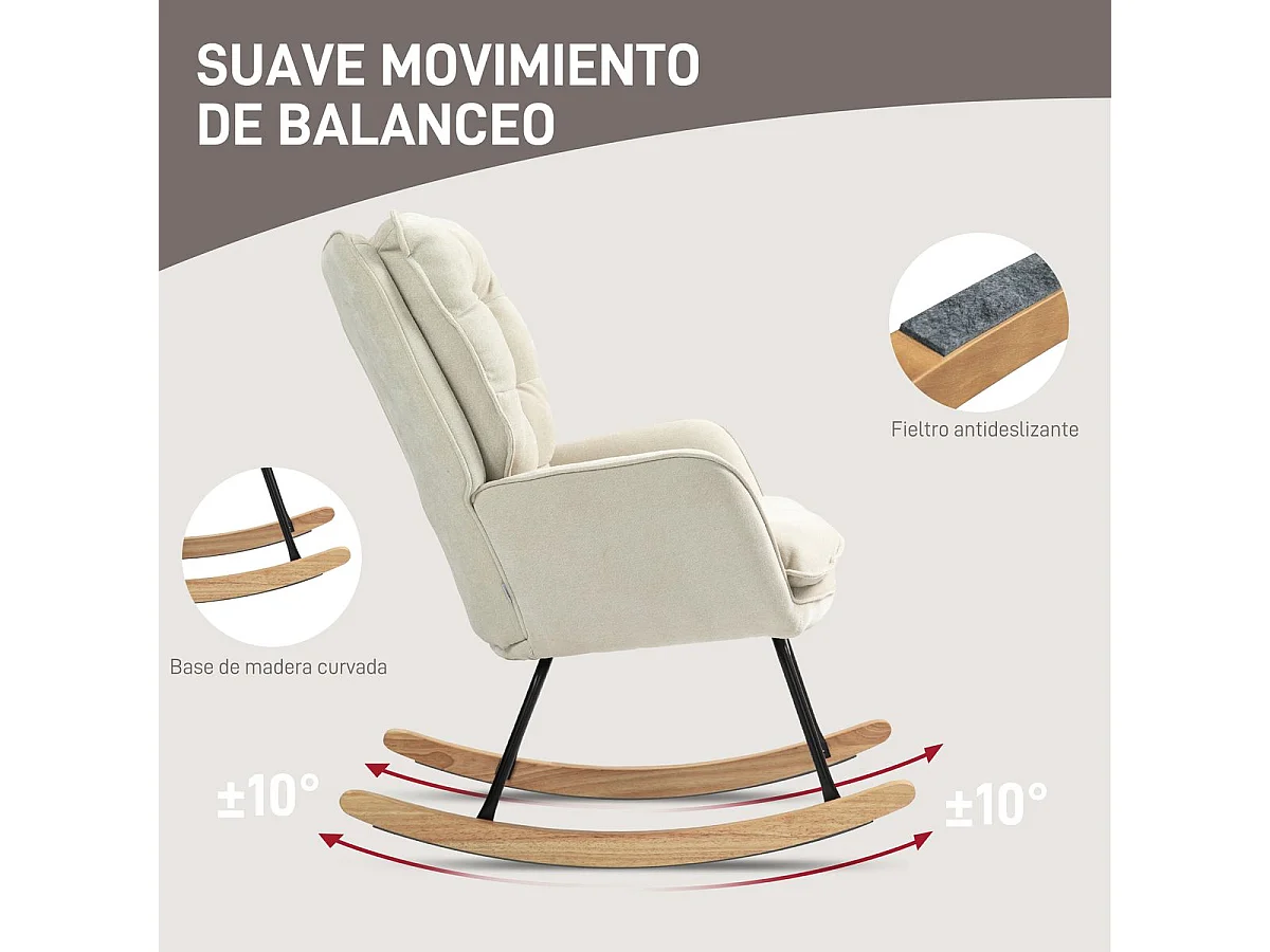 Mecedora Salmo Homcom con respaldo alto beige 97x71x98,5 cm