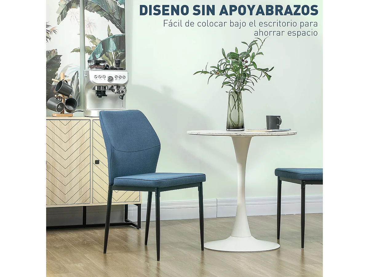 Pack de 2 sillas de comedor Andrea Homcom acolchado azul