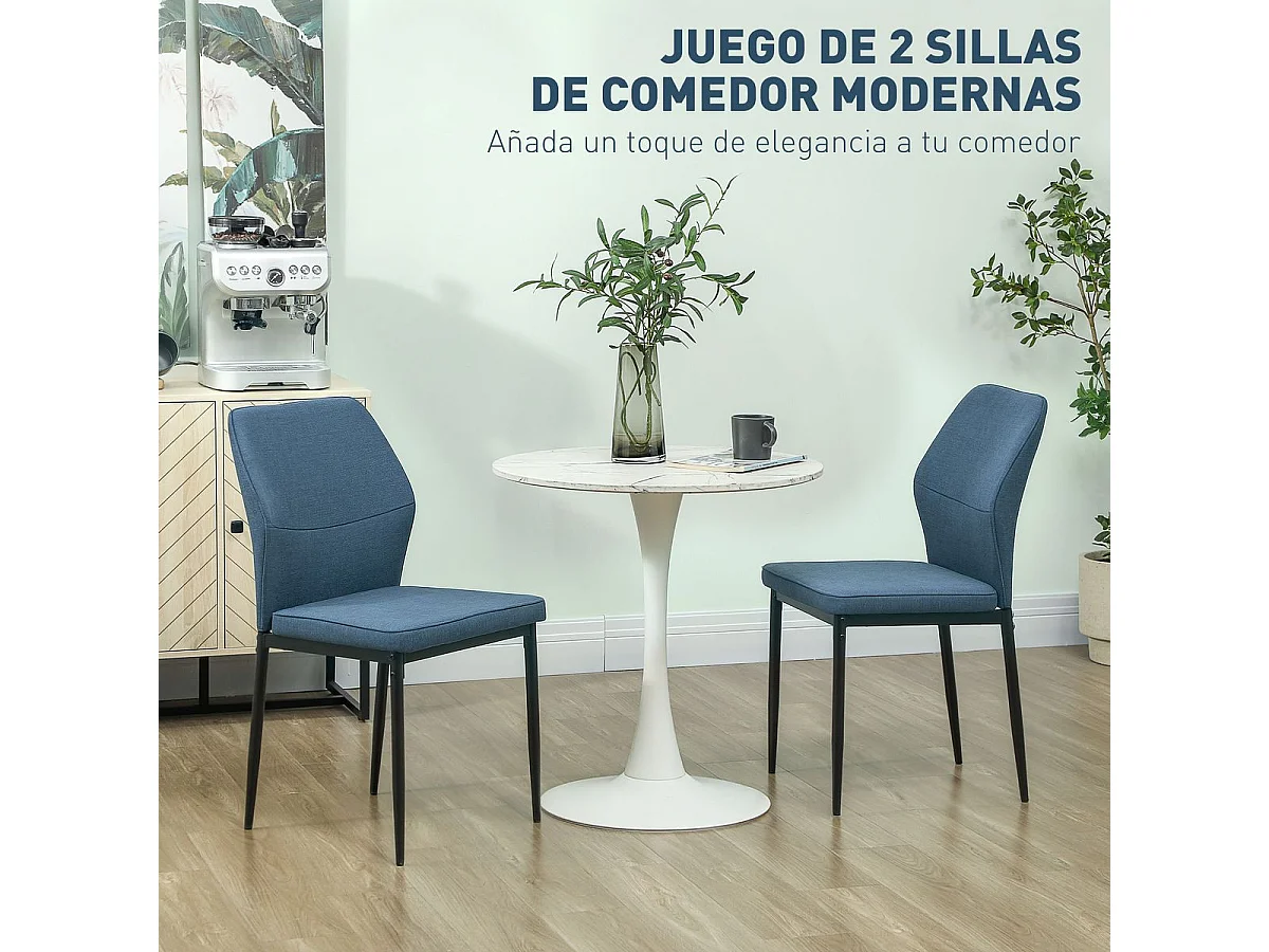 Pack de 2 sillas de comedor Andrea Homcom acolchado azul