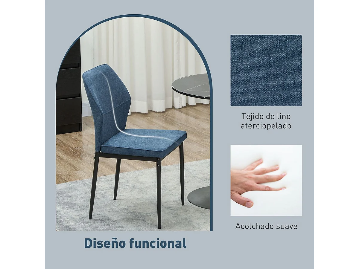 Pack de 2 sillas de comedor Andrea Homcom acolchado azul