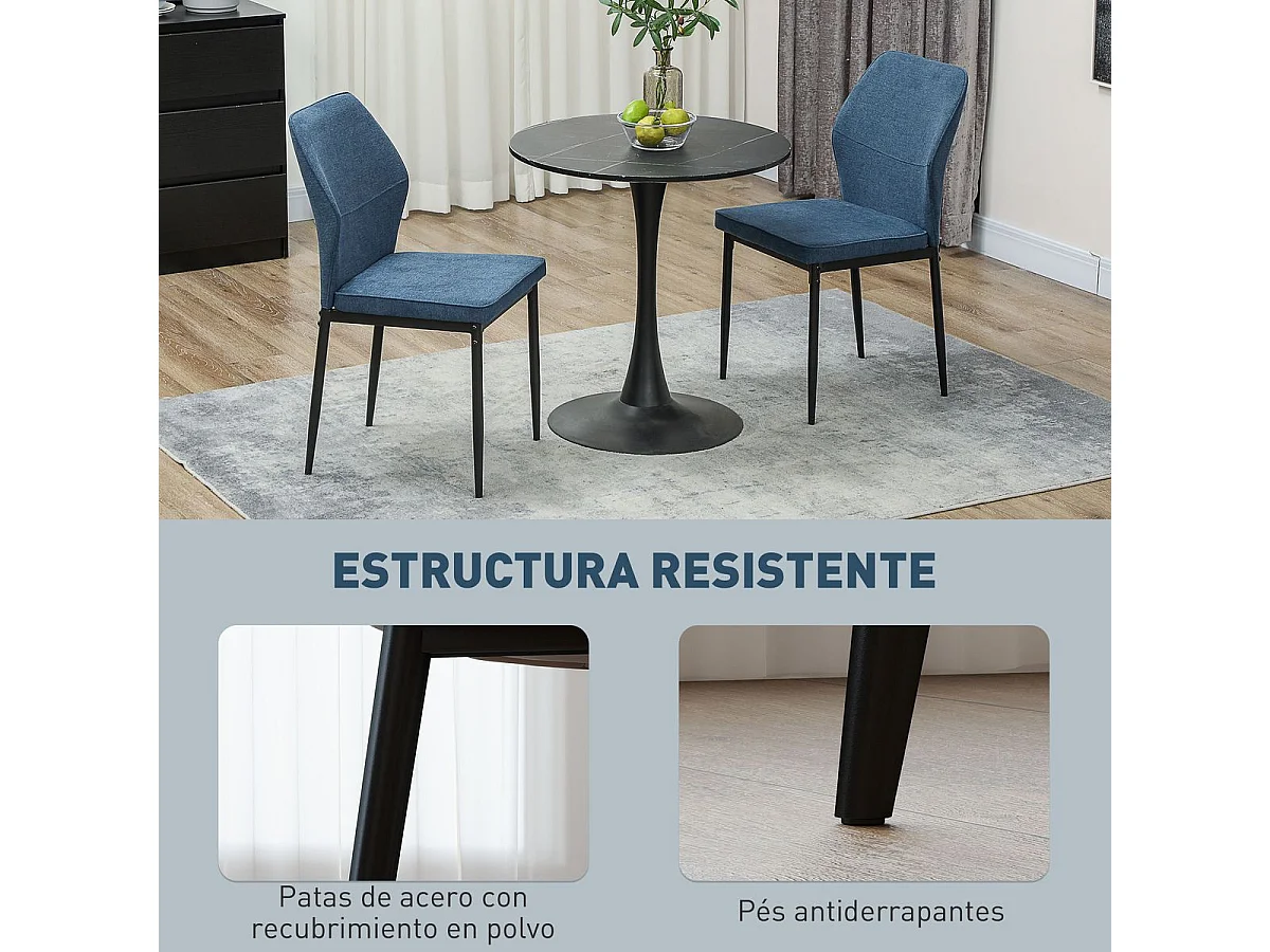 Pack de 2 sillas de comedor Andrea Homcom acolchado azul