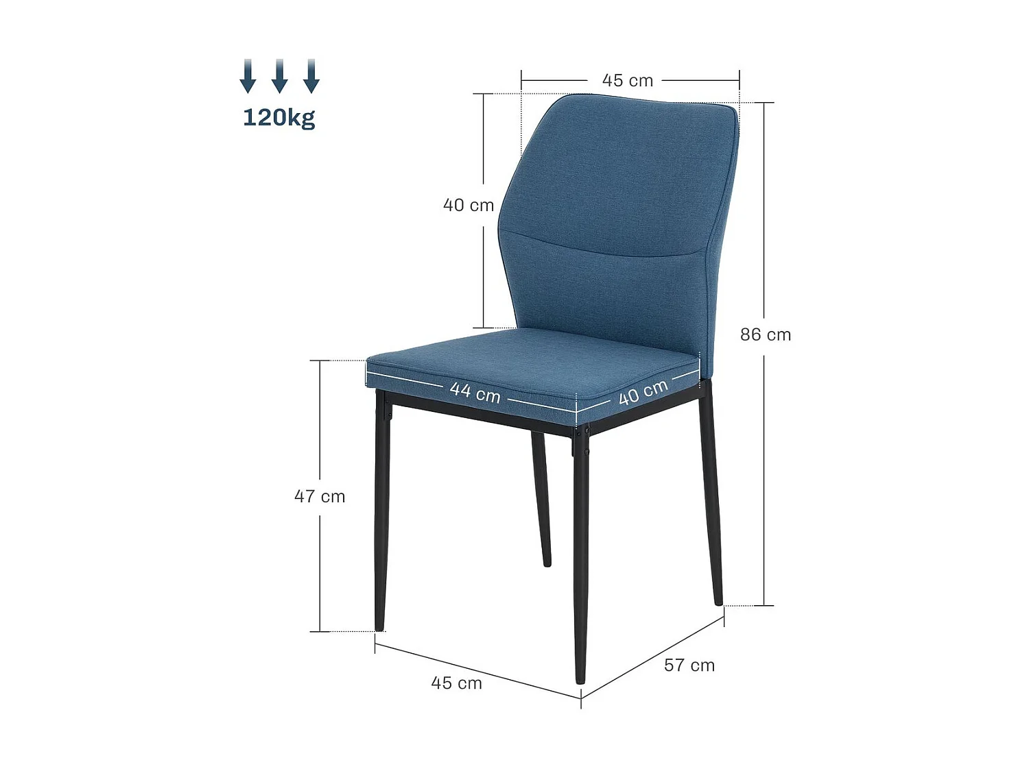 Pack de 2 sillas de comedor Andrea Homcom acolchado azul