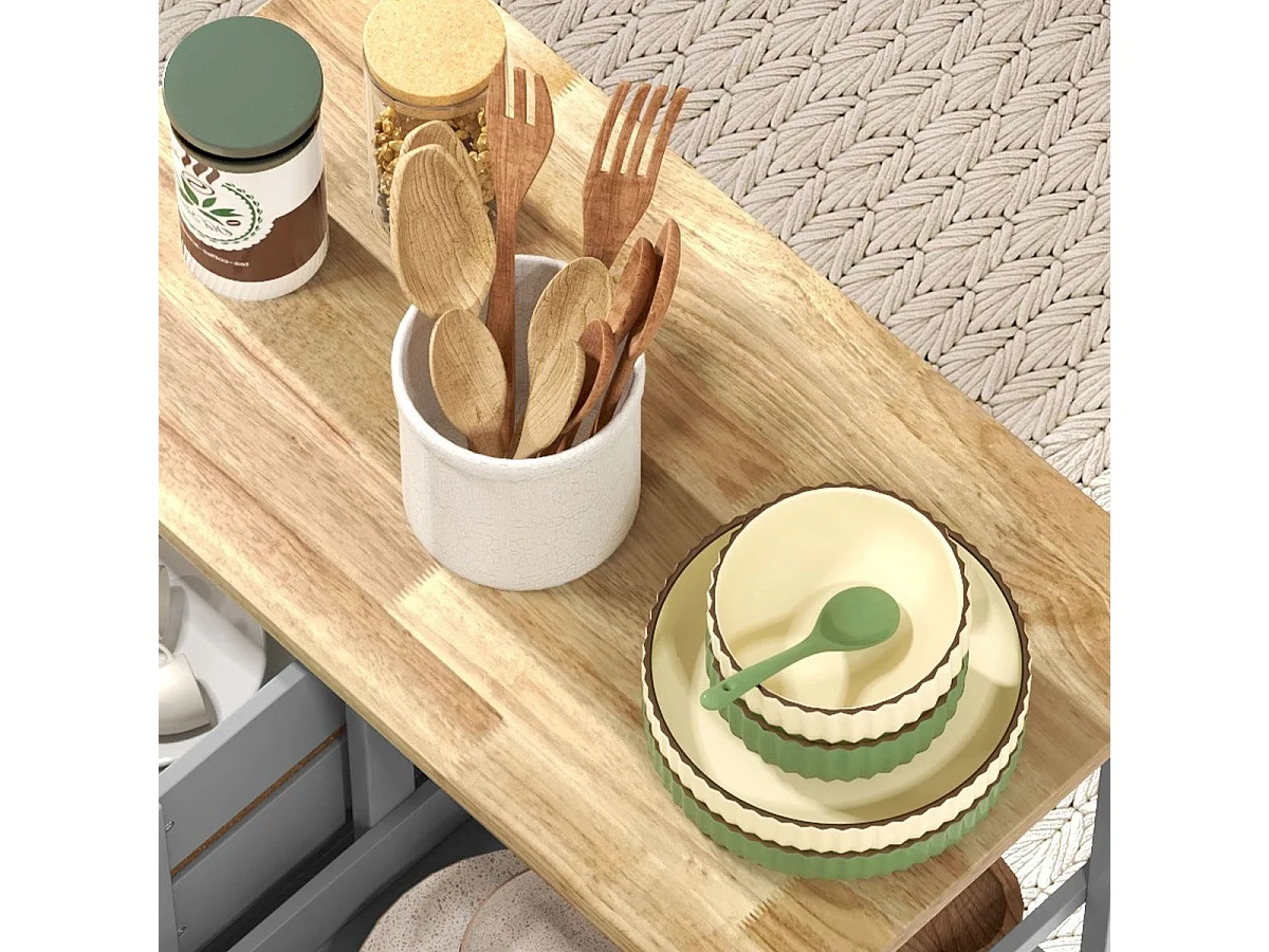 Carrito auxiliar Austen Homocm 3 cajones con 2 estantes y bandeja extraíble gris 85,5x67x37 cm