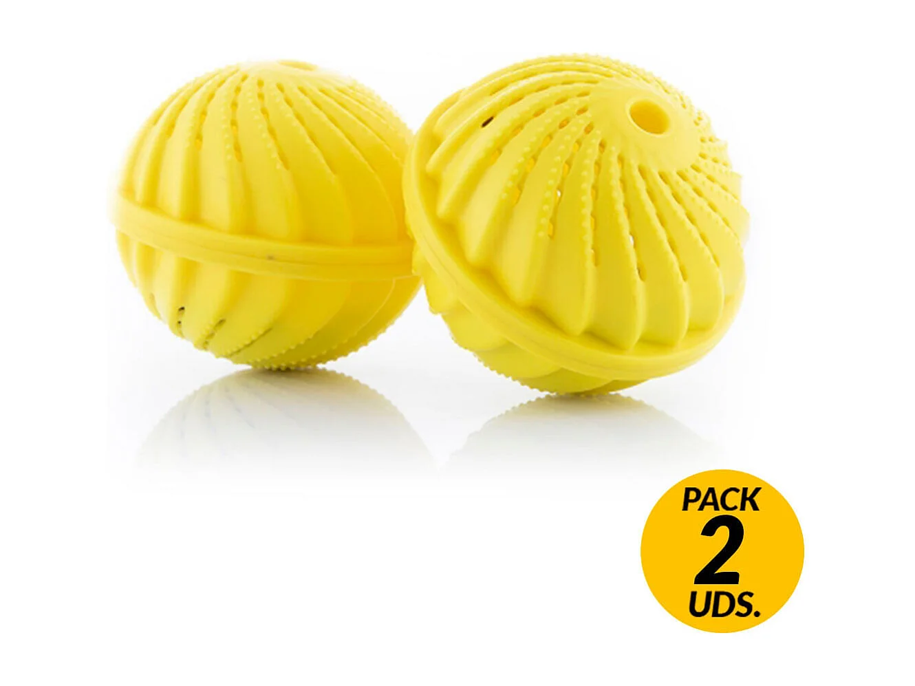 Pack de 2 bolas para lavar la ropa Delieco InnovaGoods sin detergente amarillo Ø10,5x9,4 cm