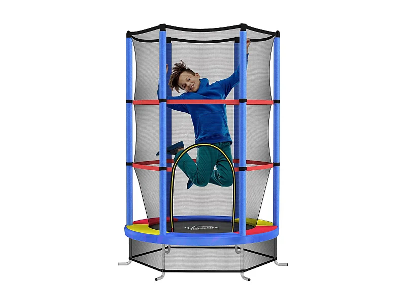 Cama elástica Bari Homcom entrada con cremallera multicolor Ø140x190 cm