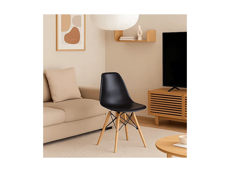 Silla Dinamarca asiento curvado negro 82x46x49 cm