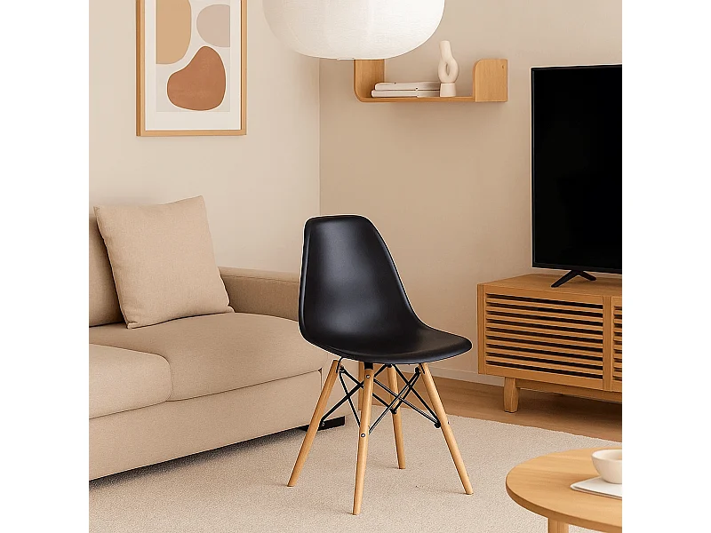 Silla Dinamarca asiento curvado negro 82x46x49 cm