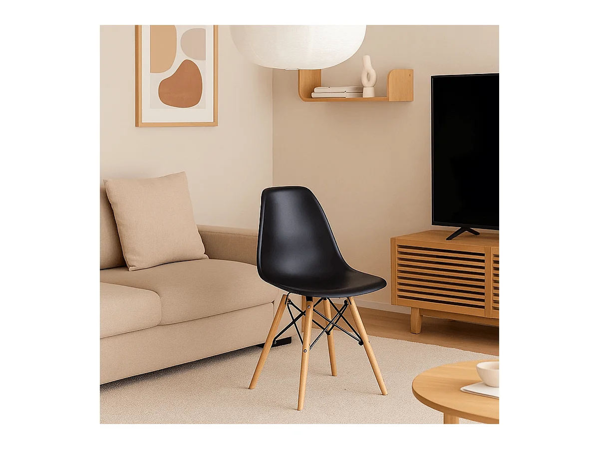 Silla Dinamarca asiento curvado negro 82x46x49 cm