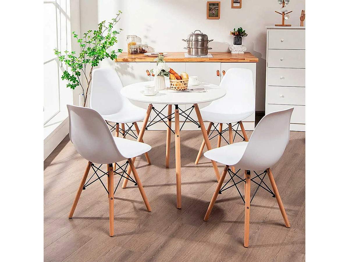 Silla Dinamarca asiento curvado blanco 83x45x53 cm