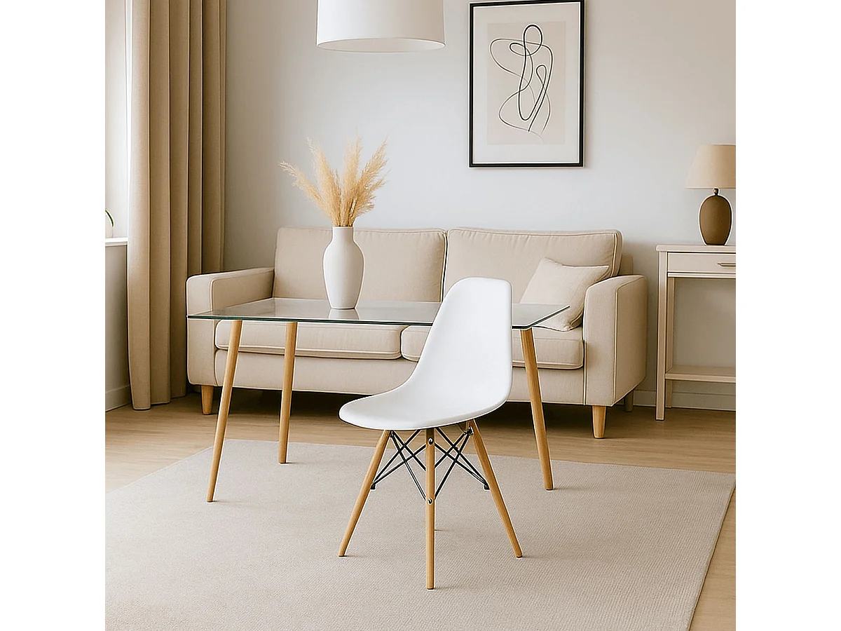 Silla Dinamarca asiento curvado blanco 83x45x53 cm