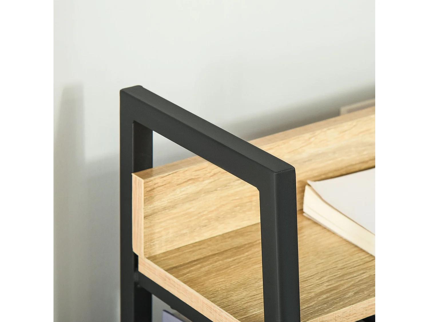 Estantería Nogal Homcom 5 niveles tipo librería natural/negro 149,5x70x35 cm