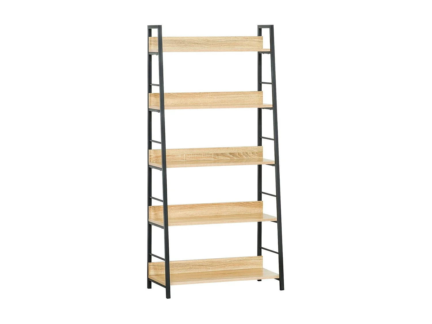 Estantería Nogal Homcom 5 niveles tipo librería natural/negro 149,5x70x35 cm
