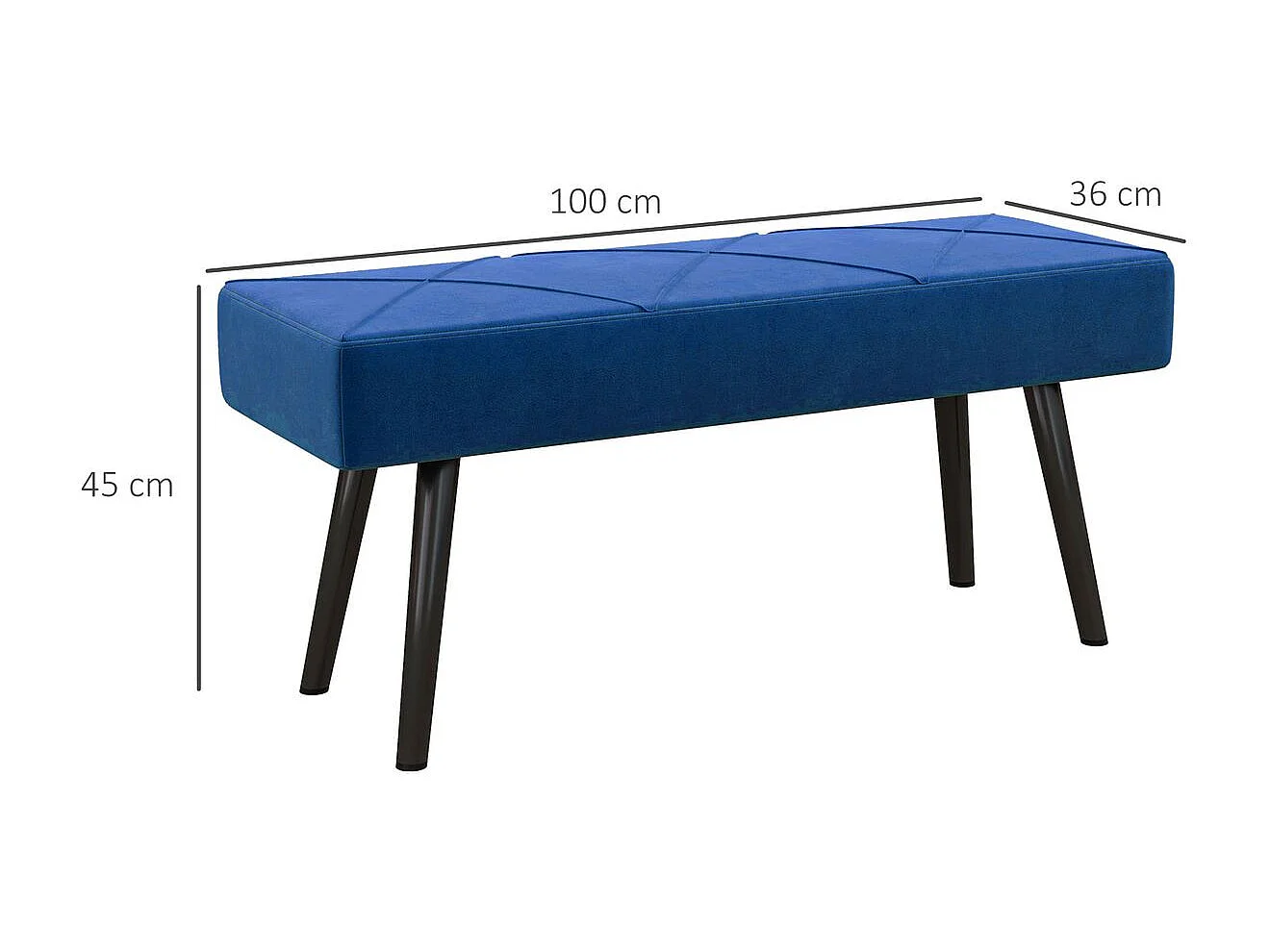 Banqueta Zure Homcom acolchada azul 45x100x36 cm