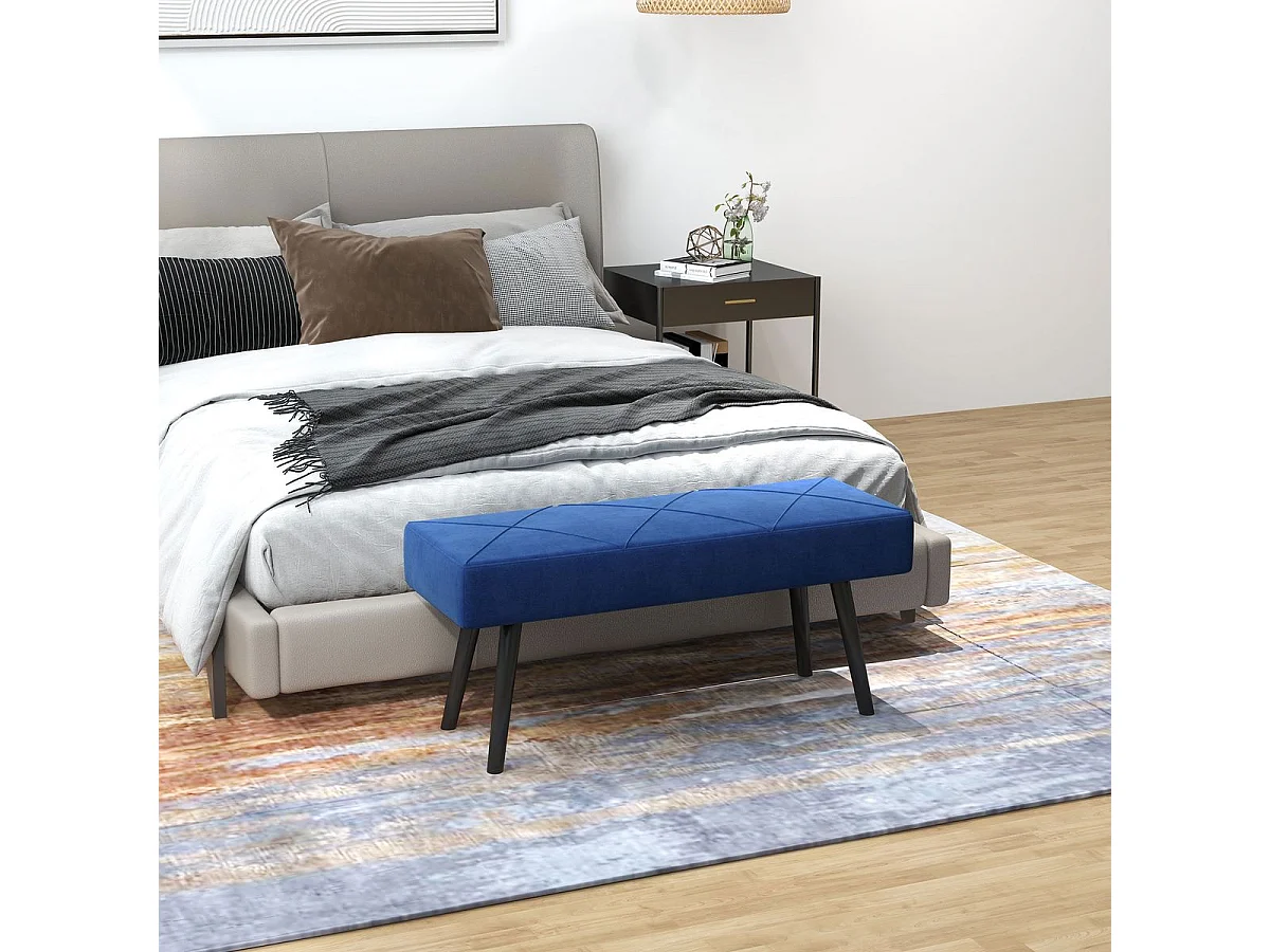 Banqueta Zure Homcom acolchada azul 45x100x36 cm