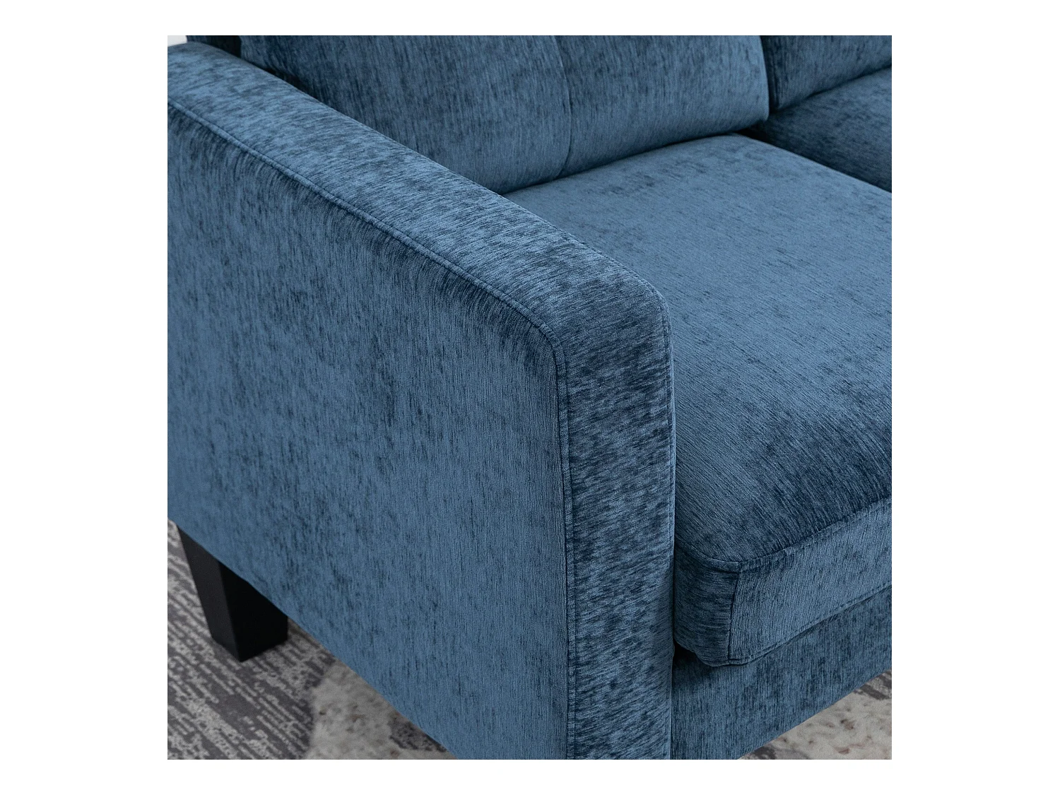 Sofá chaiselongue Zahara Homcom 3 plazas reversible azul 84x186x130 cm