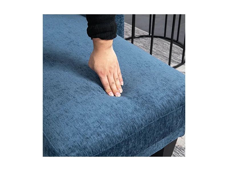 Sofá chaiselongue Zahara Homcom 3 plazas reversible azul 84x186x130 cm