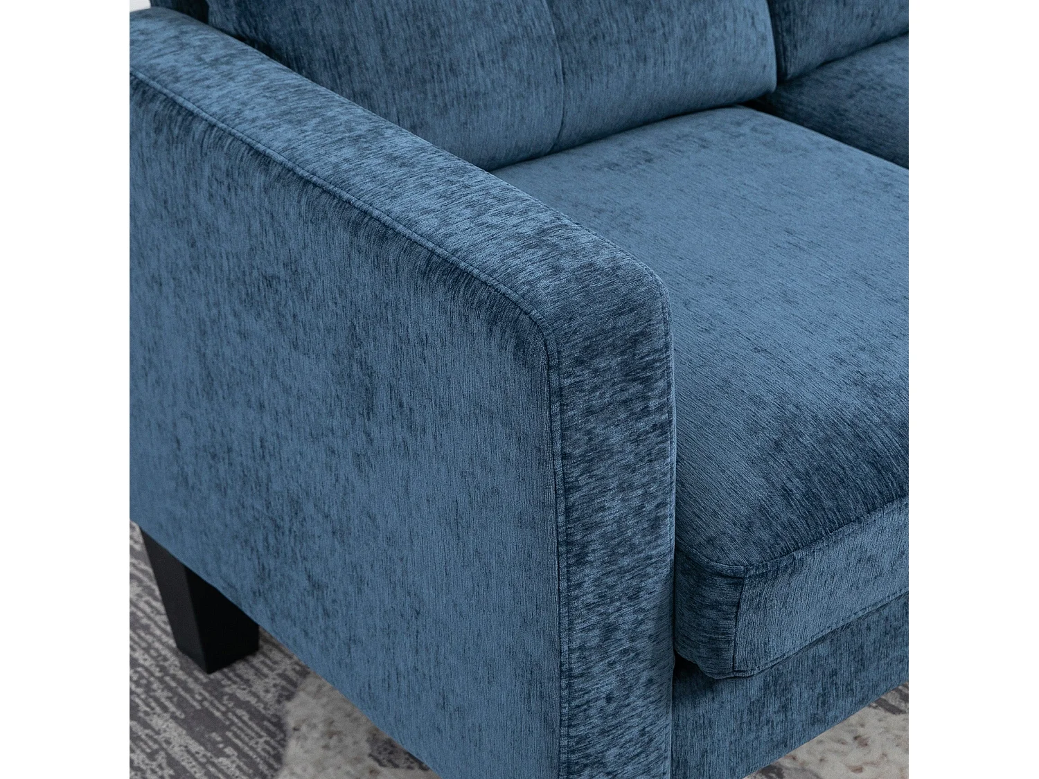 Sofá chaiselongue Zahara Homcom 3 plazas reversible azul 84x186x130 cm