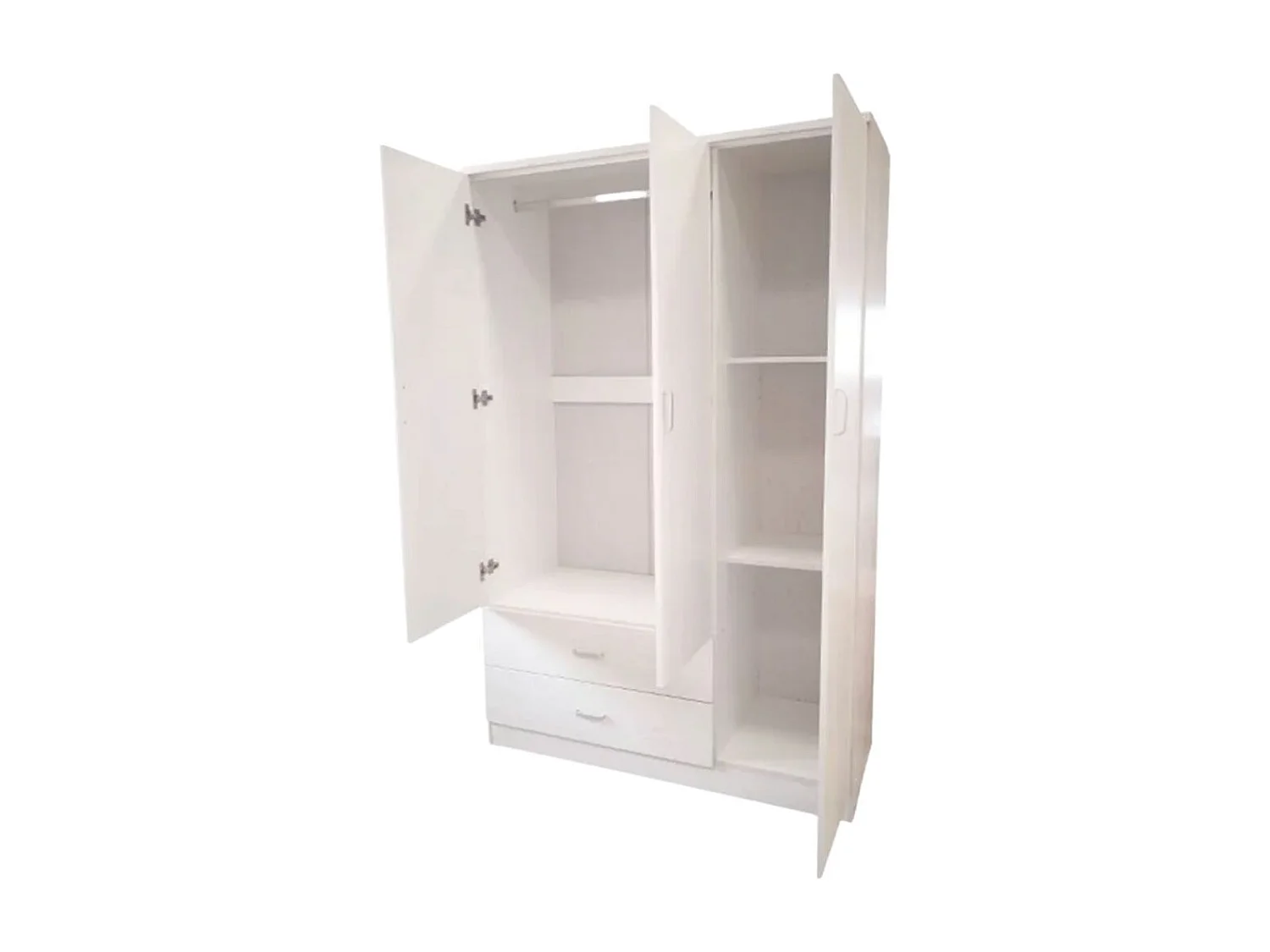 Armario Boreal 3 puertas + 2 cajones blanco 180x90x42 cm