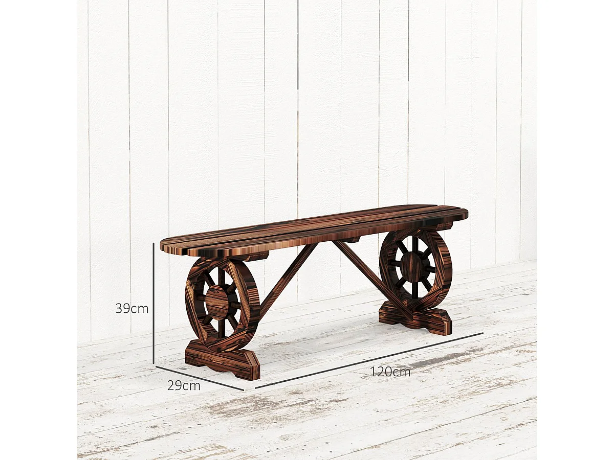 Banco de jardín Nani Outsunny madera de abeto 39x120x29 cm