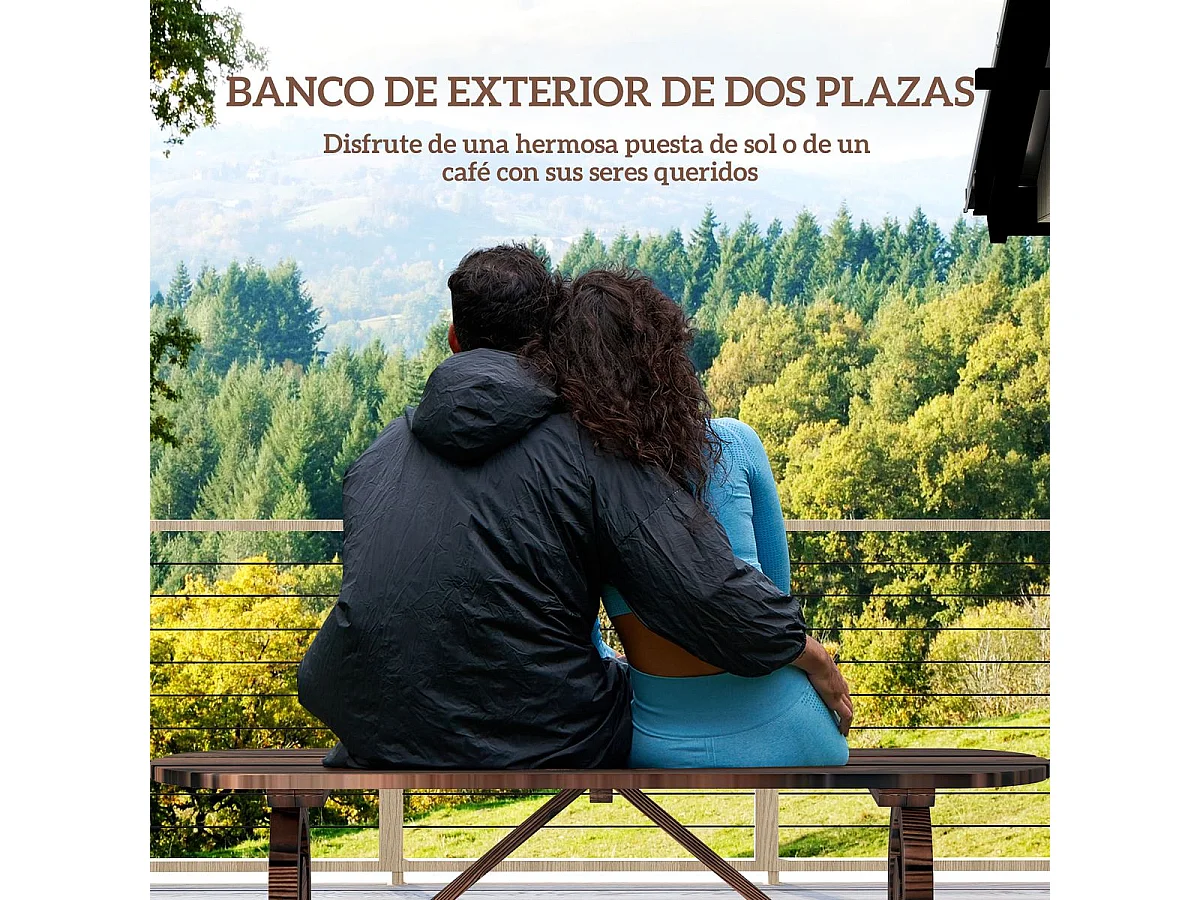 Banco de jardín Nani Outsunny madera de abeto 39x120x29 cm