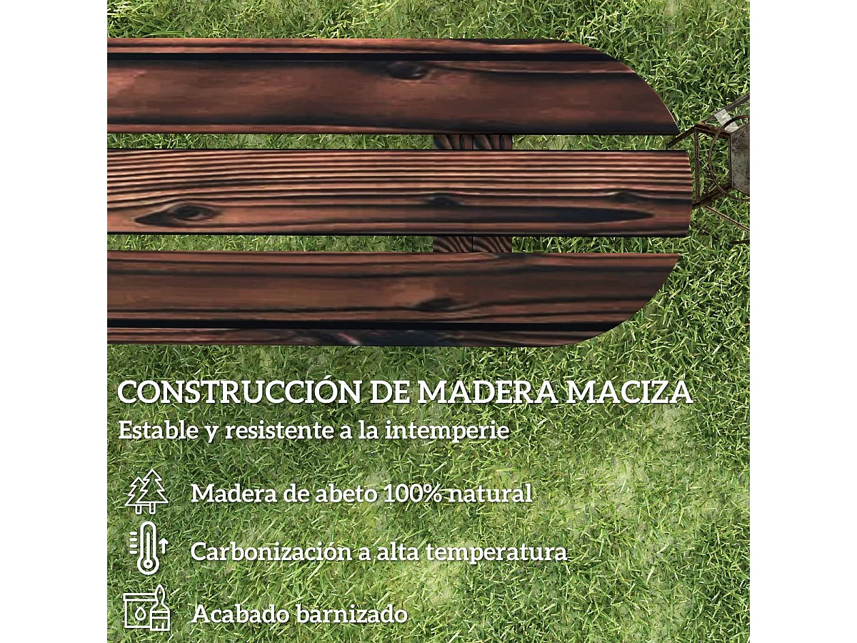 Banco de jardín Nani Outsunny madera de abeto 39x120x29 cm